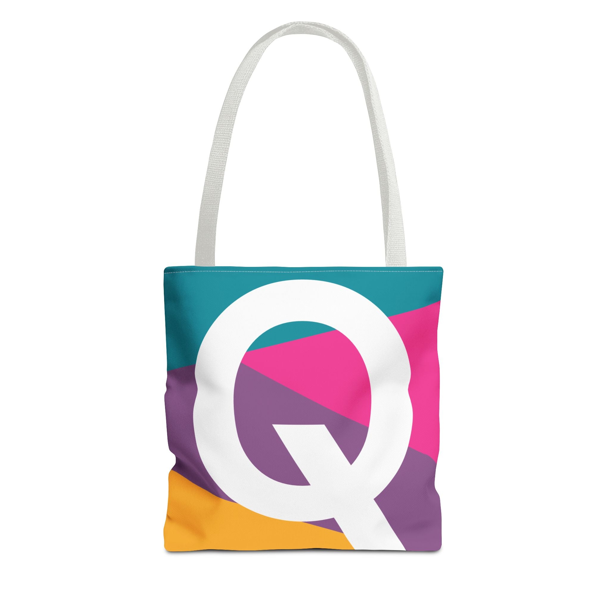 Monogram 'Q' Colorblock Tote Bag — Personalized Initial Q Shoulder Tote