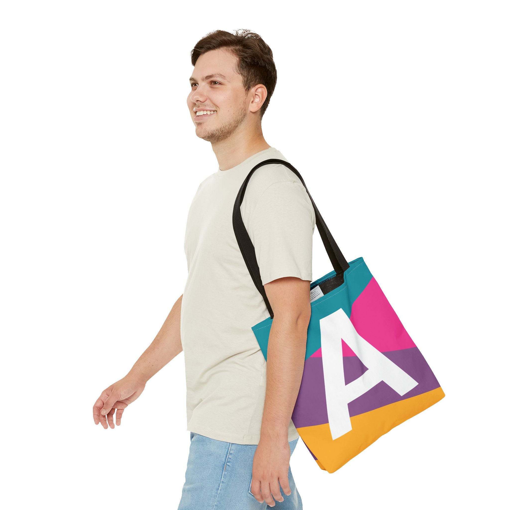 Monogram 'A' Colorblock Tote Bag — Personalized Initial A Shoulder Tote