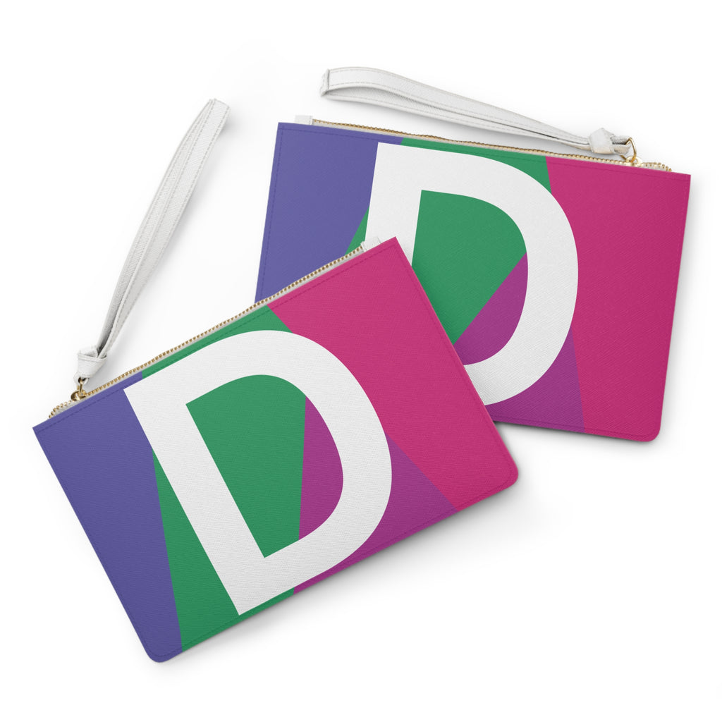 Monogram 'D' Colorblock Clutch Bag — Bold Geometric Wristlet for Everyday & Gifts