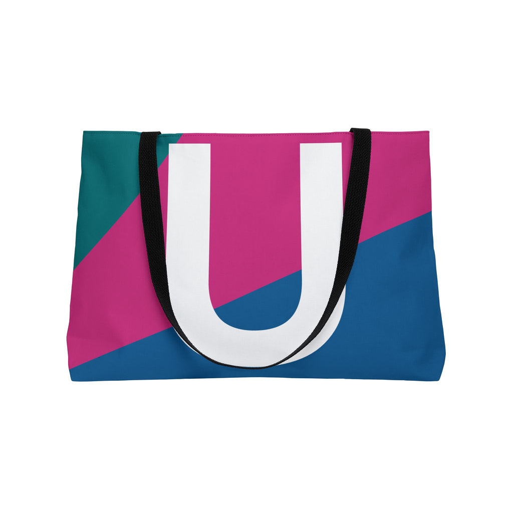 Personalized 'U' Colorblock Tote Bag — Monogram Weekender Tote