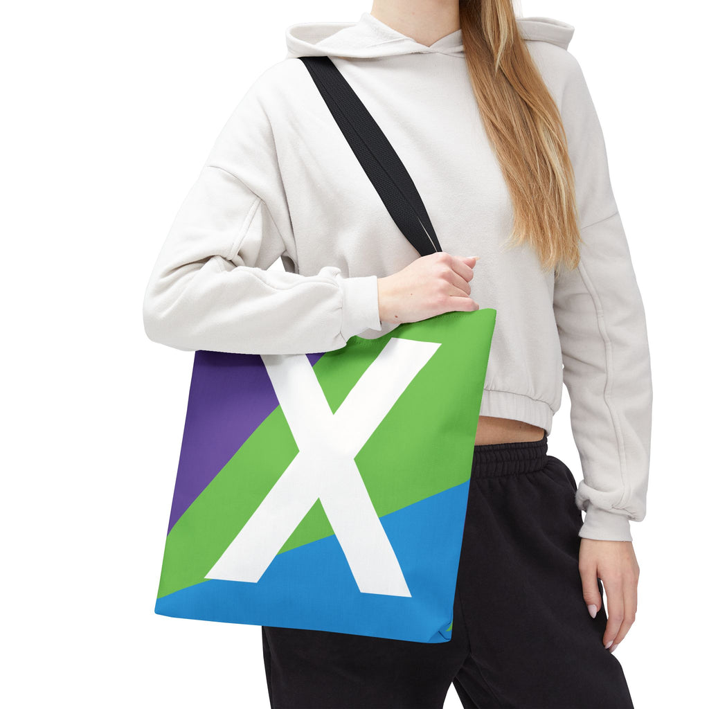 Monogram 'X' Colorblock Tote Bag — Personalized Initial X Shoulder Tote