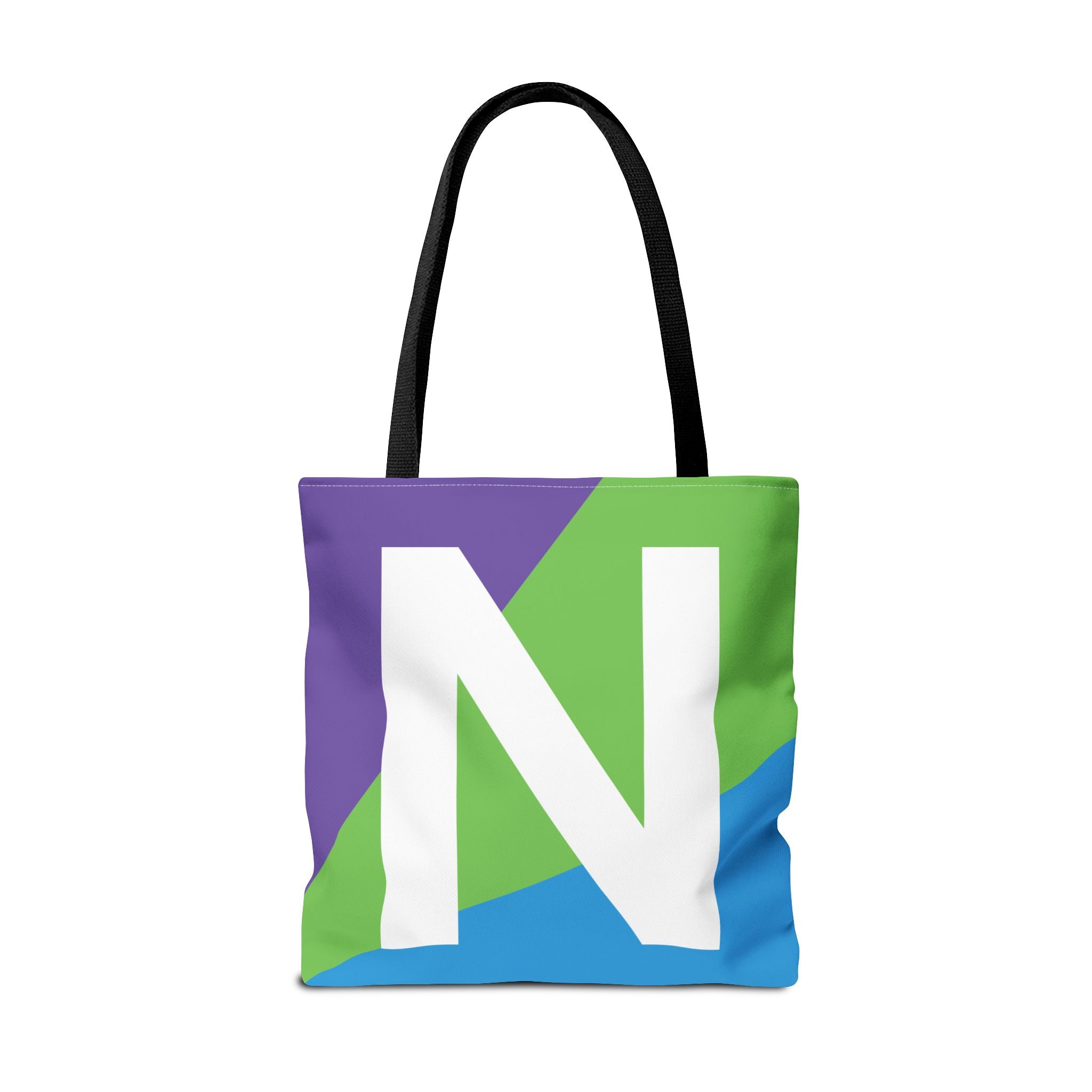 Monogram 'N' Colorblock Tote Bag — Personalized Initial N Shoulder Tote