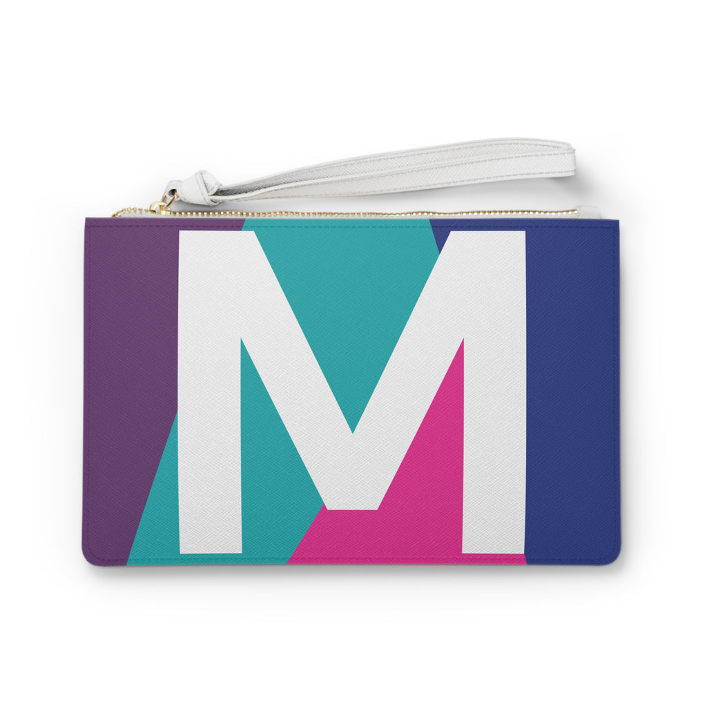 Monogram 'M' Colorblock Clutch Bag — Bold Geometric Wristlet for Everyday & Gifts