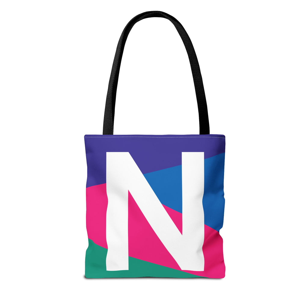Monogram 'N' Colorblock Tote Bag — Personalized Initial N Shoulder Tote