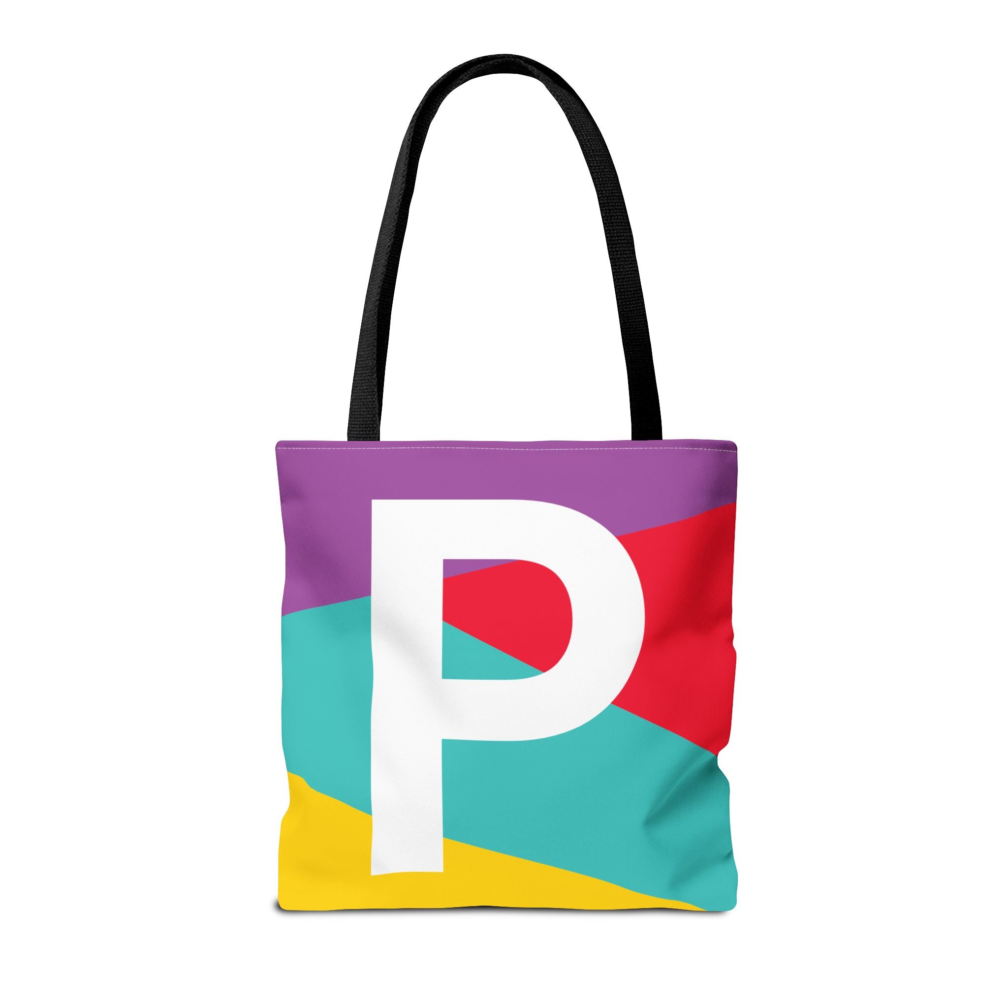 Monogram 'P' Colorblock Tote Bag — Personalized Initial P Shoulder Tote