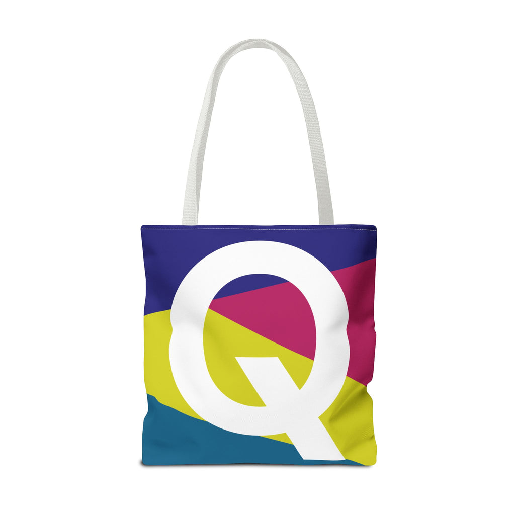 Monogram 'Q' Colorblock Tote Bag — Personalized Initial Q Shoulder Tote