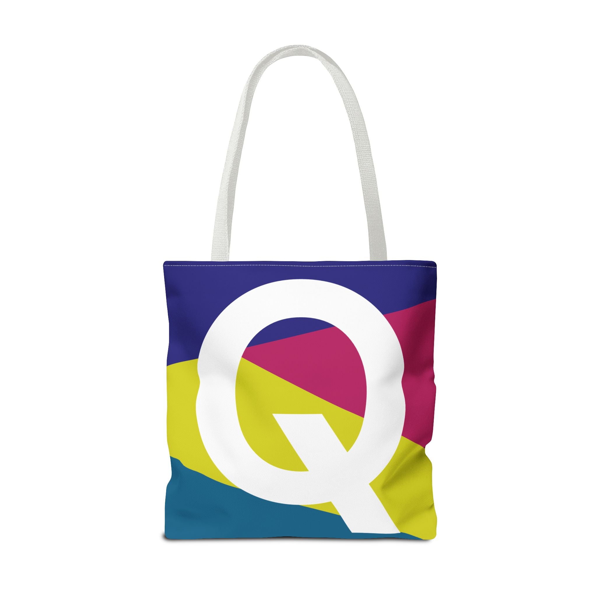Monogram 'Q' Colorblock Tote Bag — Personalized Initial Q Shoulder Tote