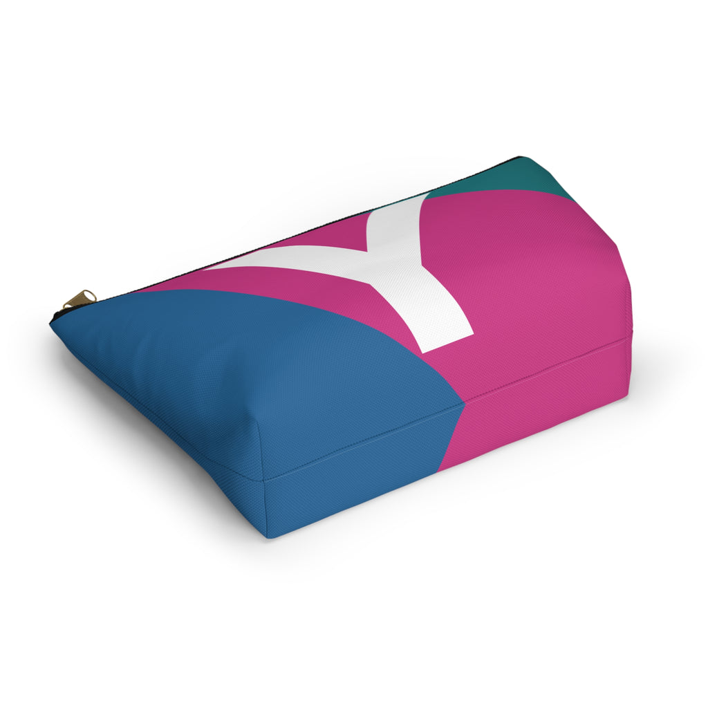 Initials Colorblock Accessory Pouch — Monogram Y T-Bottom Cosmetic Bag