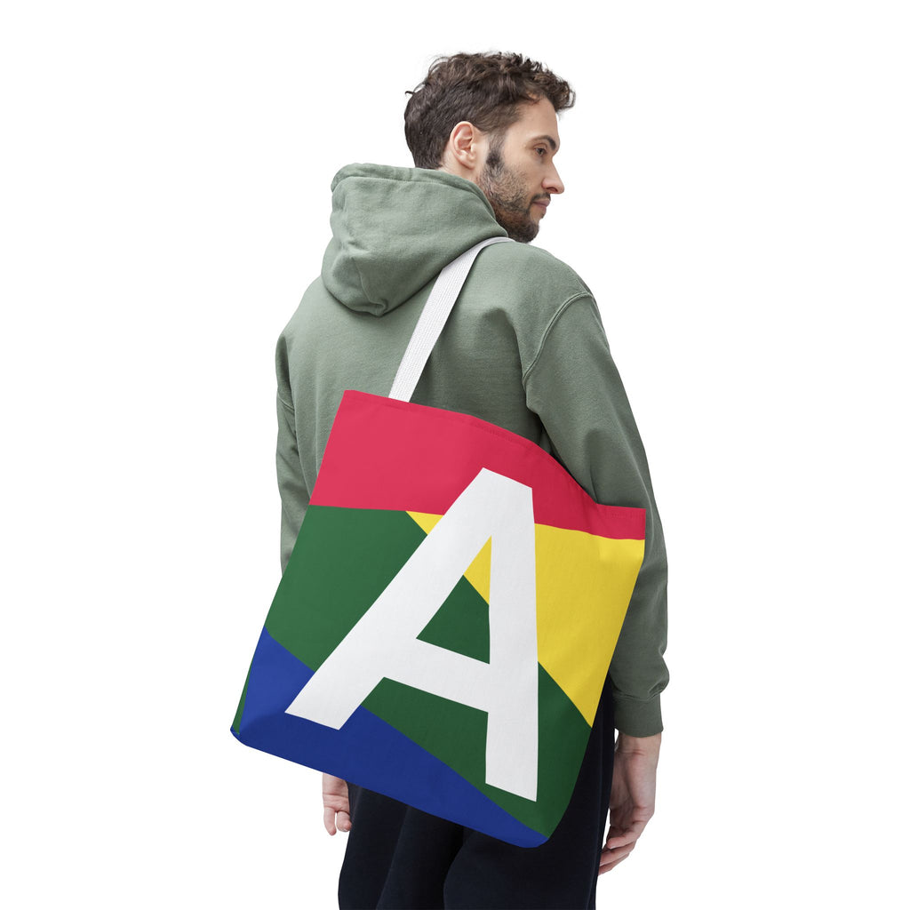 Monogram 'A' Colorblock Tote Bag — Personalized Initial A Shoulder Tote
