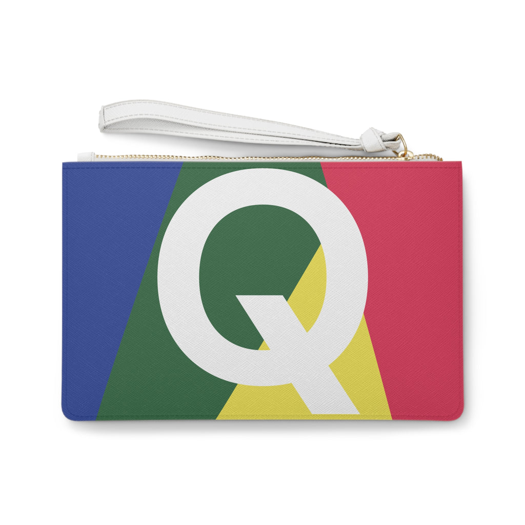 Monogram 'Q' Colorblock Clutch Bag — Bold Geometric Wristlet for Everyday & Gifts