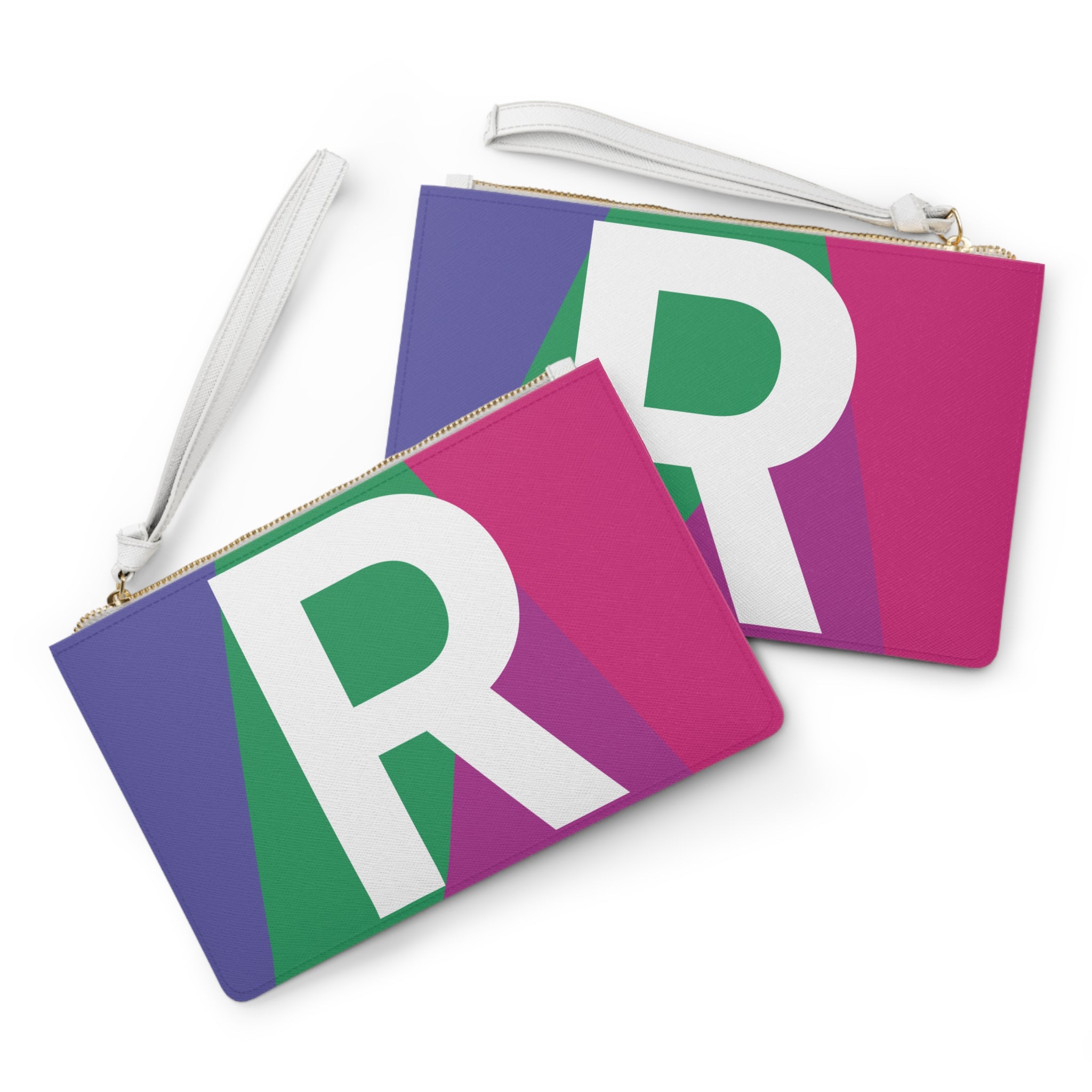 Monogram 'R' Colorblock Clutch Bag — Bold Geometric Wristlet for Everyday & Gifts