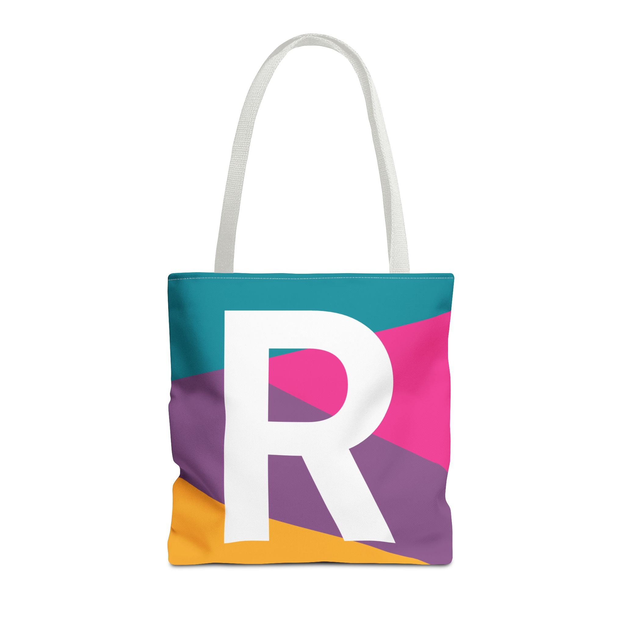 Monogram 'R' Colorblock Tote Bag — Personalized Initial R Shoulder Tote