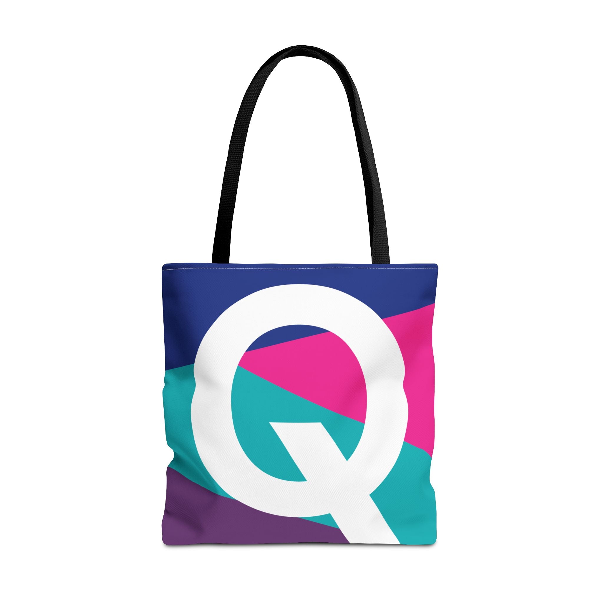 Monogram 'Q' Colorblock Tote Bag — Personalized Initial Q Shoulder Tote