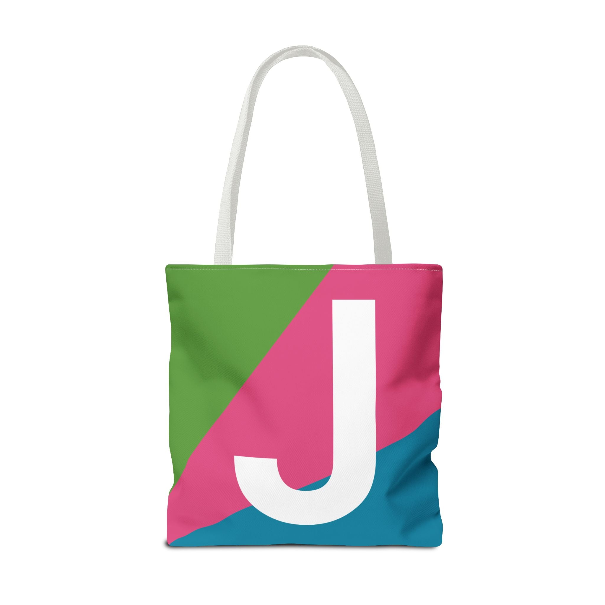 Monogram 'J' Colorblock Tote Bag — Personalized Initial J Shoulder Tote