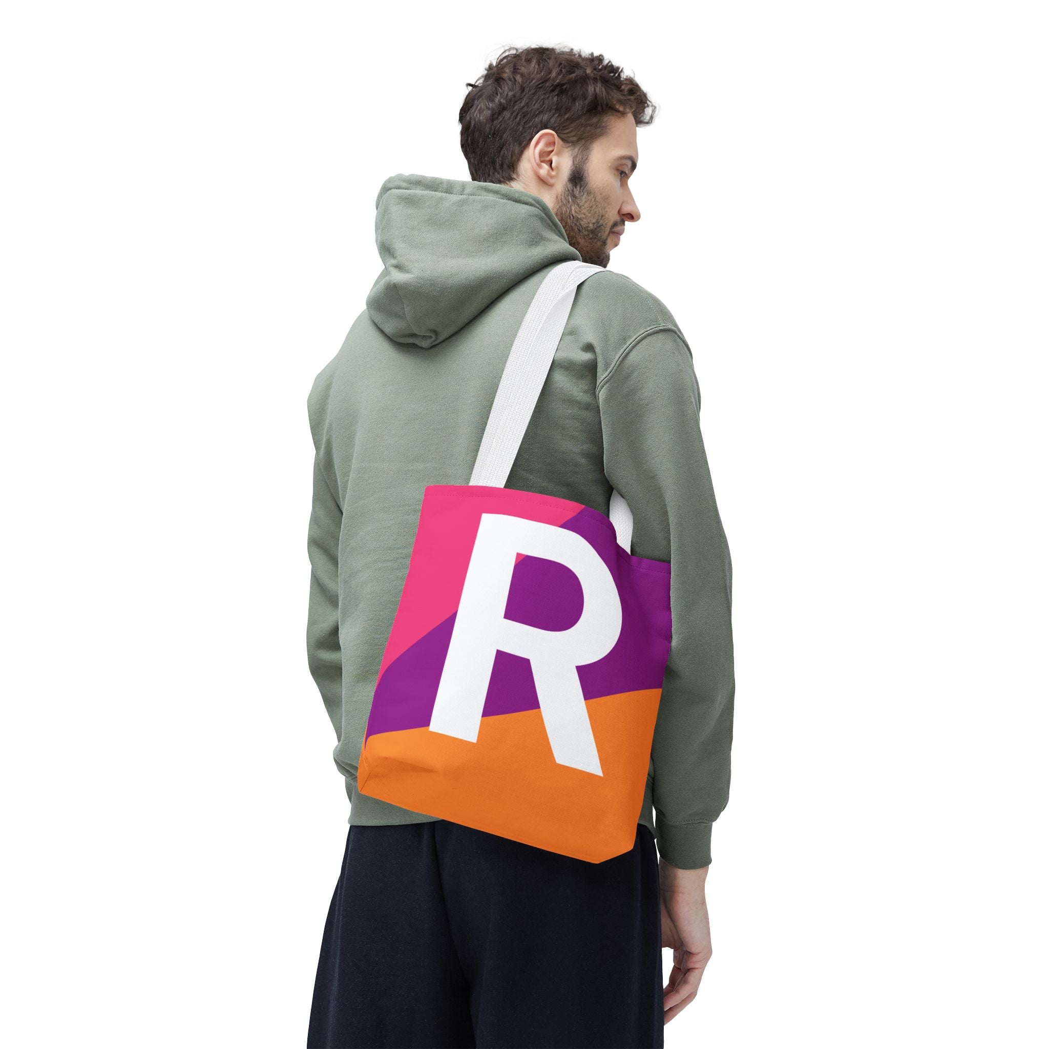 Monogram 'R' Colorblock Tote Bag — Personalized Initial R Shoulder Tote