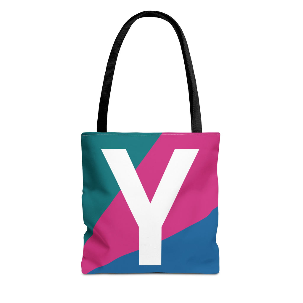 Monogram 'Y' Colorblock Tote Bag — Personalized Initial Y Shoulder Tote