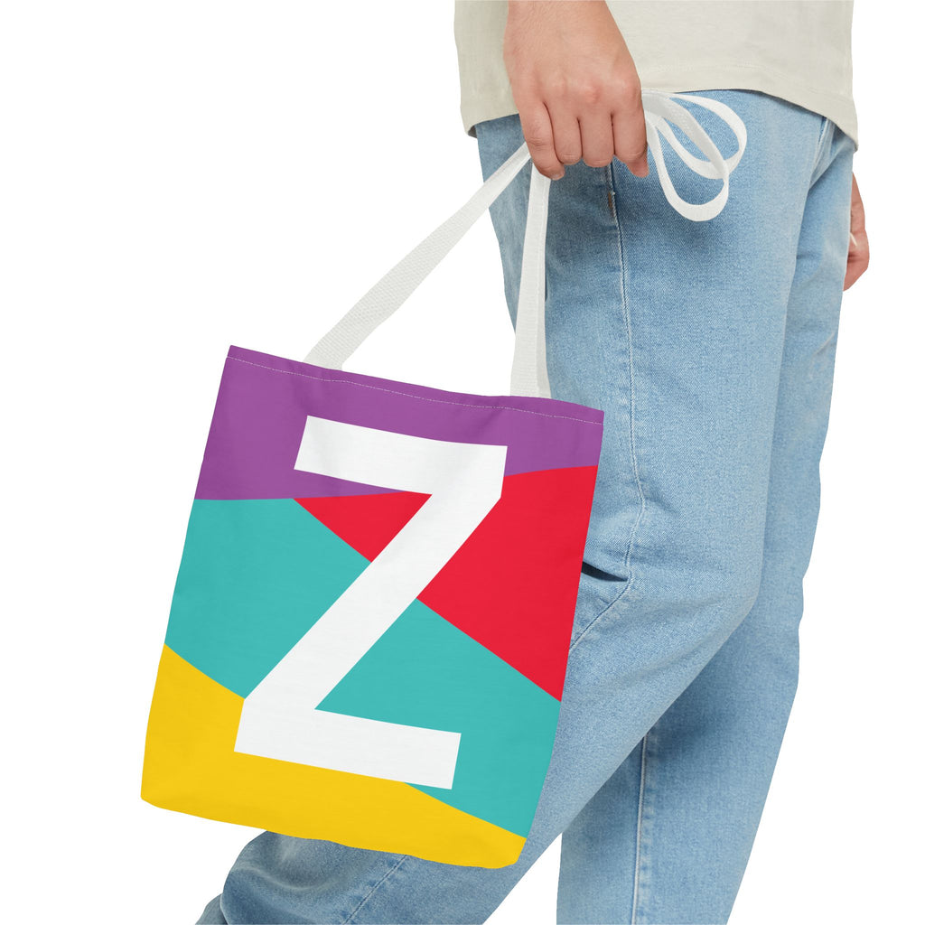 Monogram 'Z' Colorblock Tote Bag — Personalized Initial Z Shoulder Tote