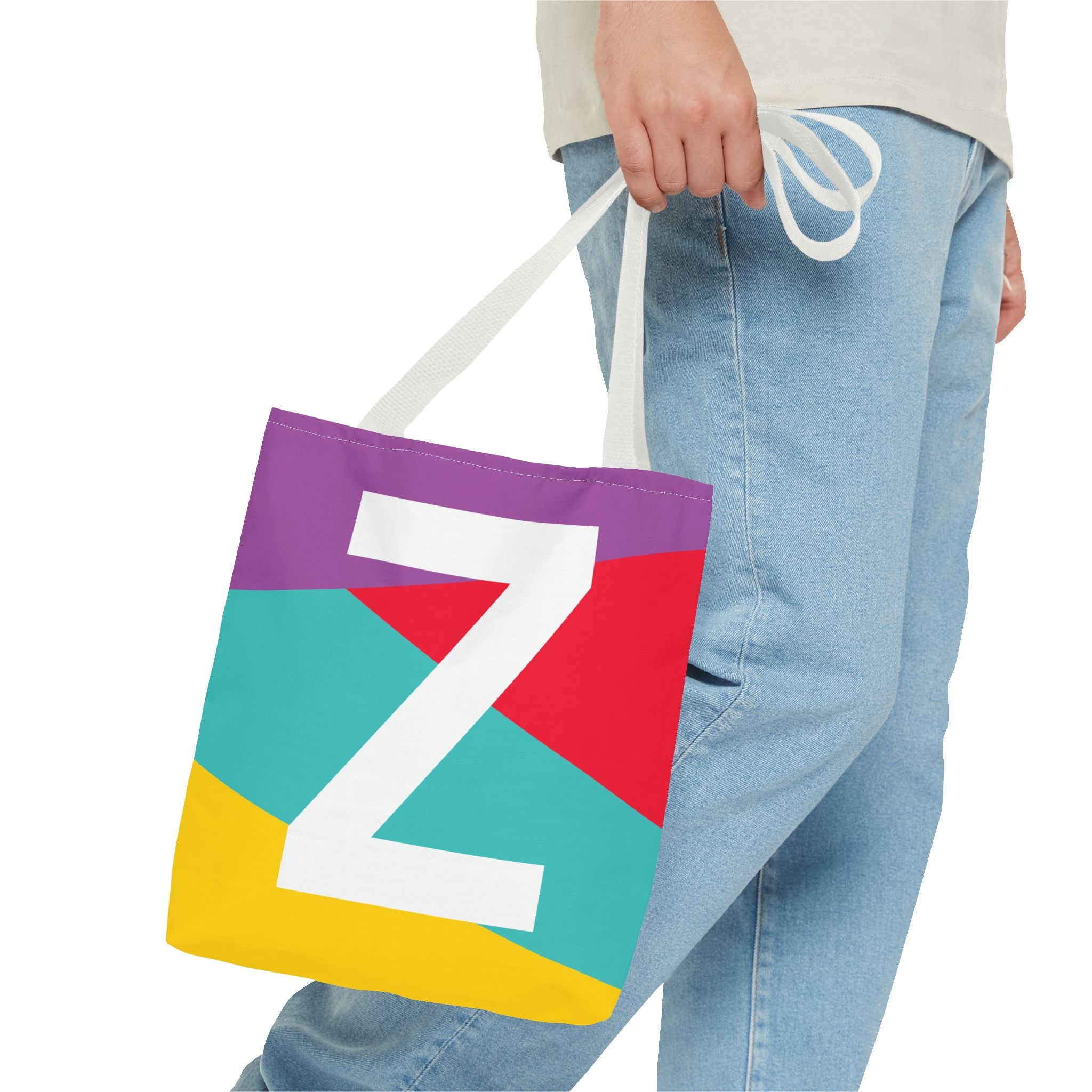 Monogram 'Z' Colorblock Tote Bag — Personalized Initial Z Shoulder Tote