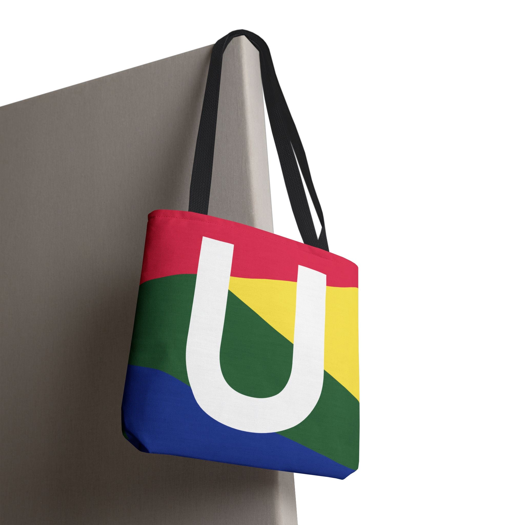 Monogram 'U' Colorblock Tote Bag — Personalized Initial U Shoulder Tote