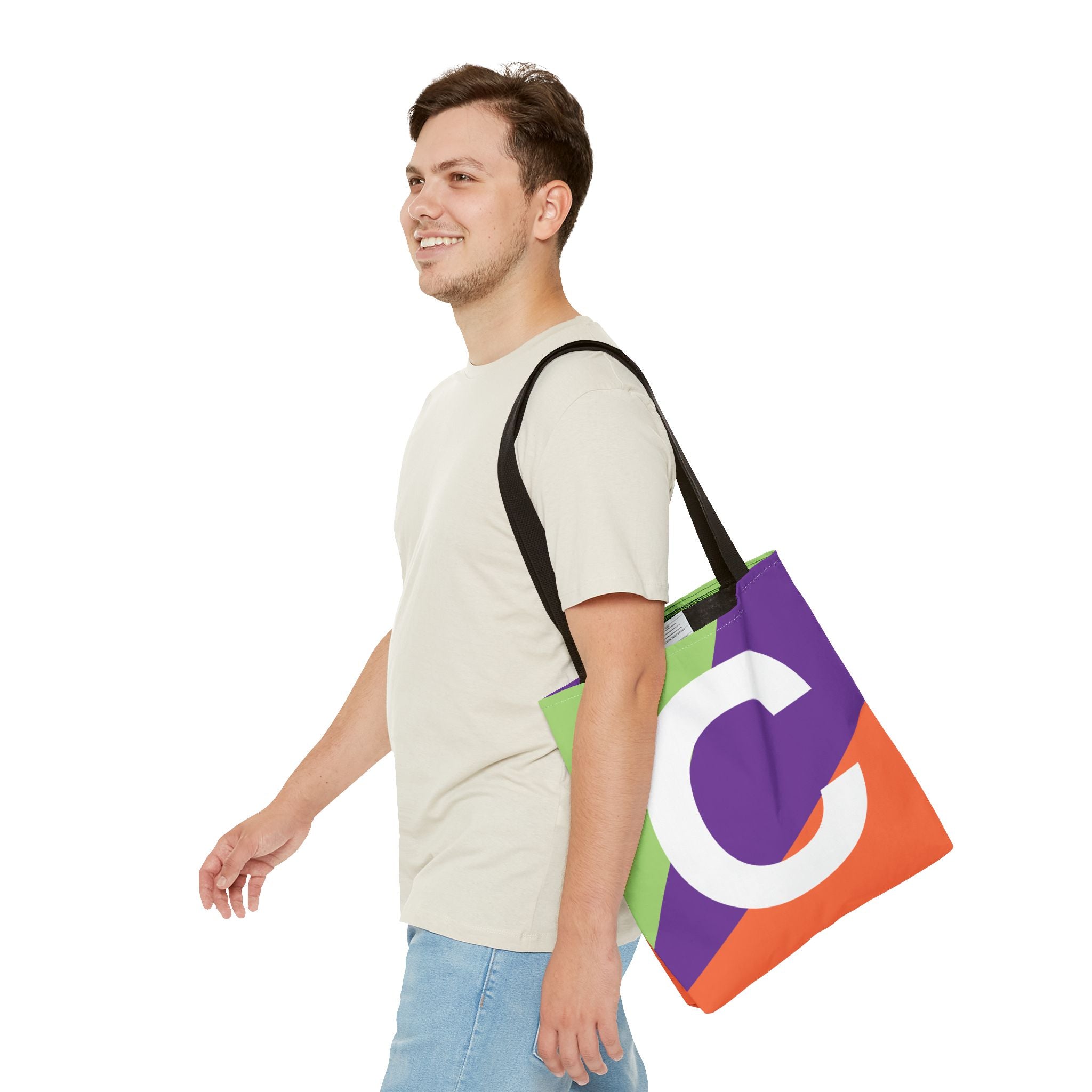 Monogram 'C' Colorblock Tote Bag — Personalized Initial C Shoulder Tote