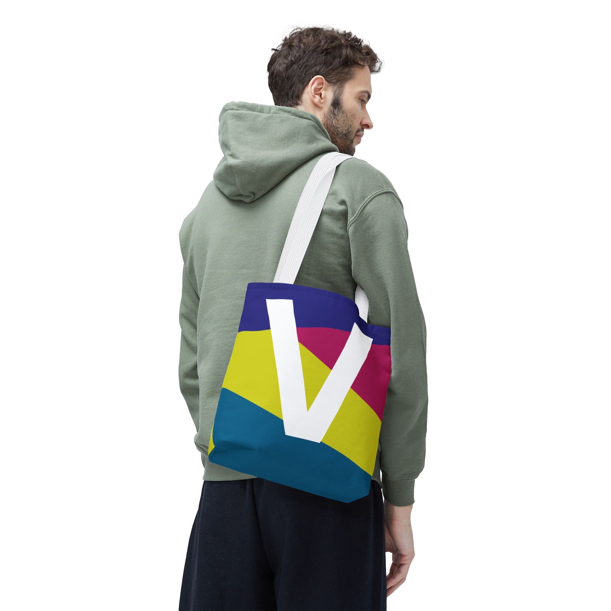 Monogram 'V' Colorblock Tote Bag — Personalized Initial V Shoulder Tote