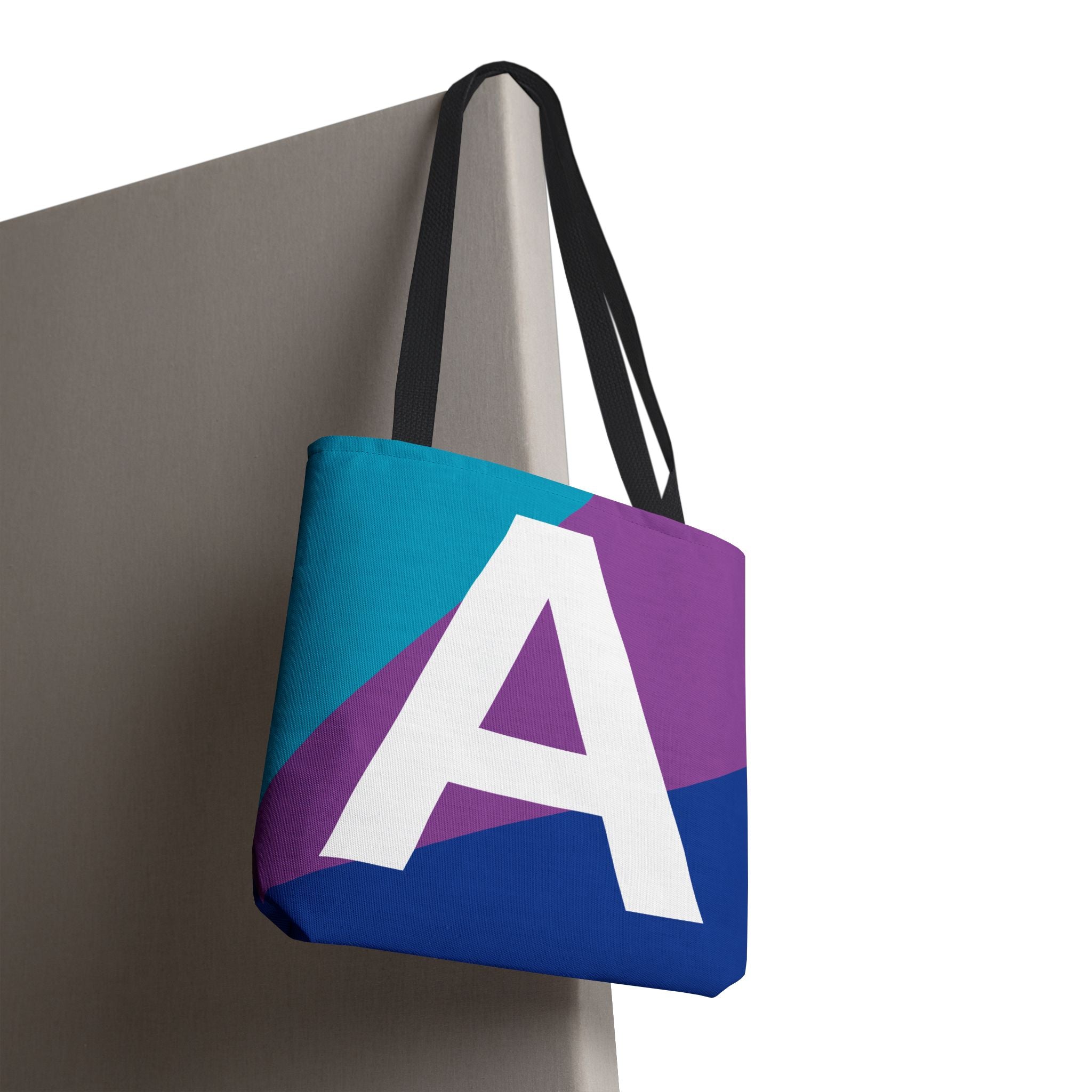Monogram 'A' Colorblock Tote Bag — Personalized Initial A Shoulder Tote