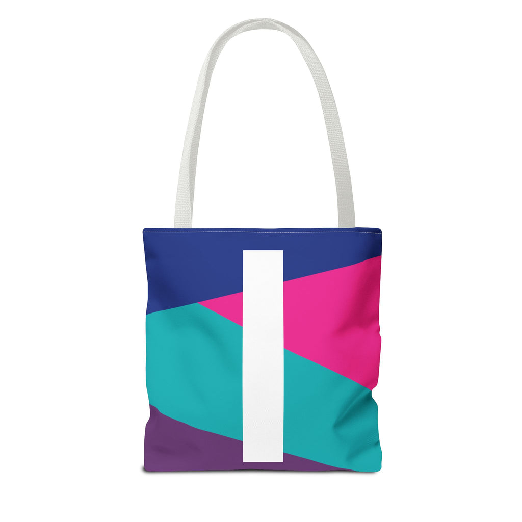 Monogram 'I' Colorblock Tote Bag — Personalized Initial I Shoulder Tote