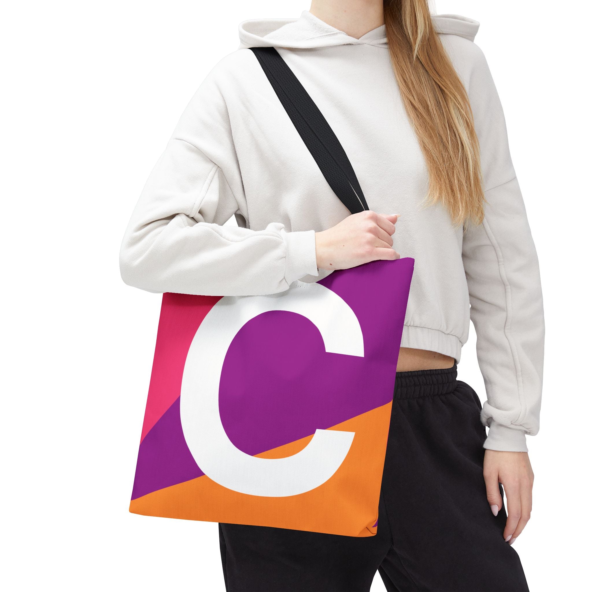 Monogram 'C' Colorblock Tote Bag — Personalized Initial C Shoulder Tote