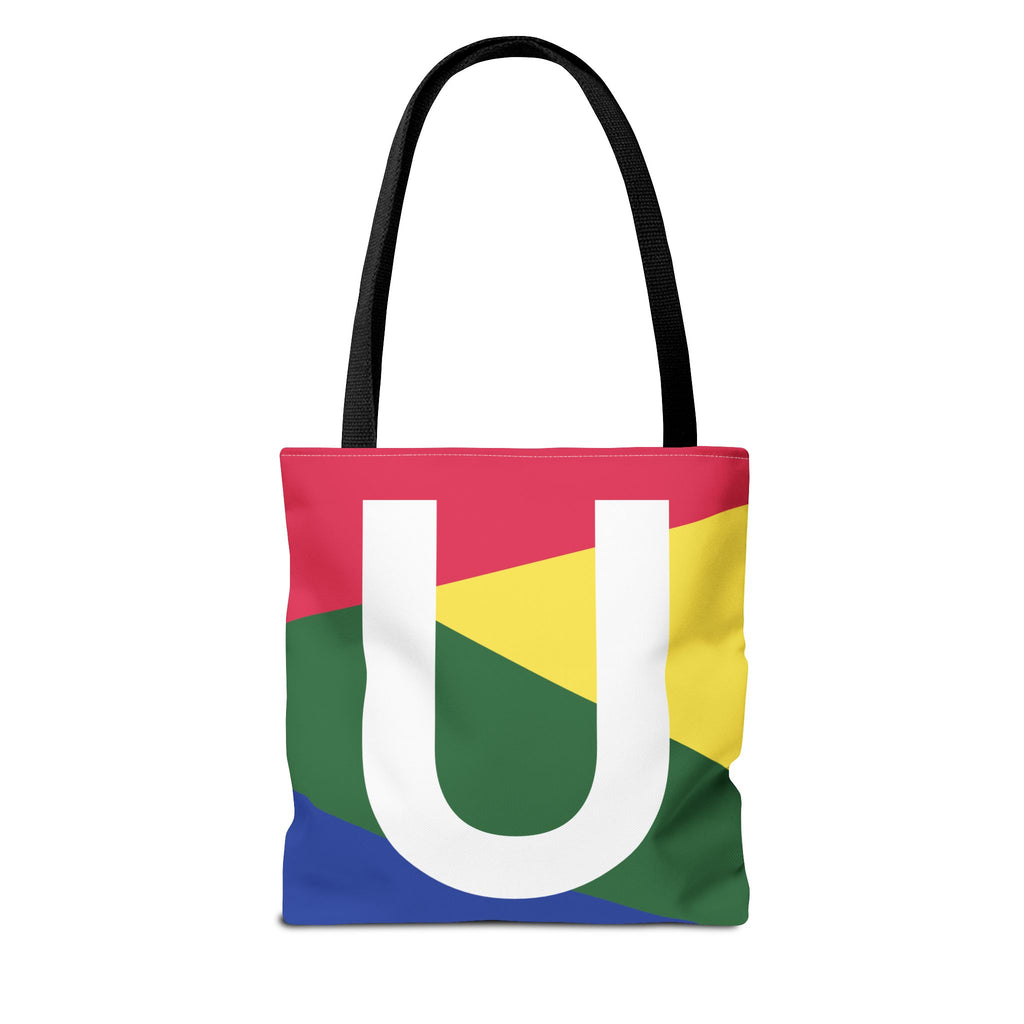 Monogram 'U' Colorblock Tote Bag — Personalized Initial U Shoulder Tote