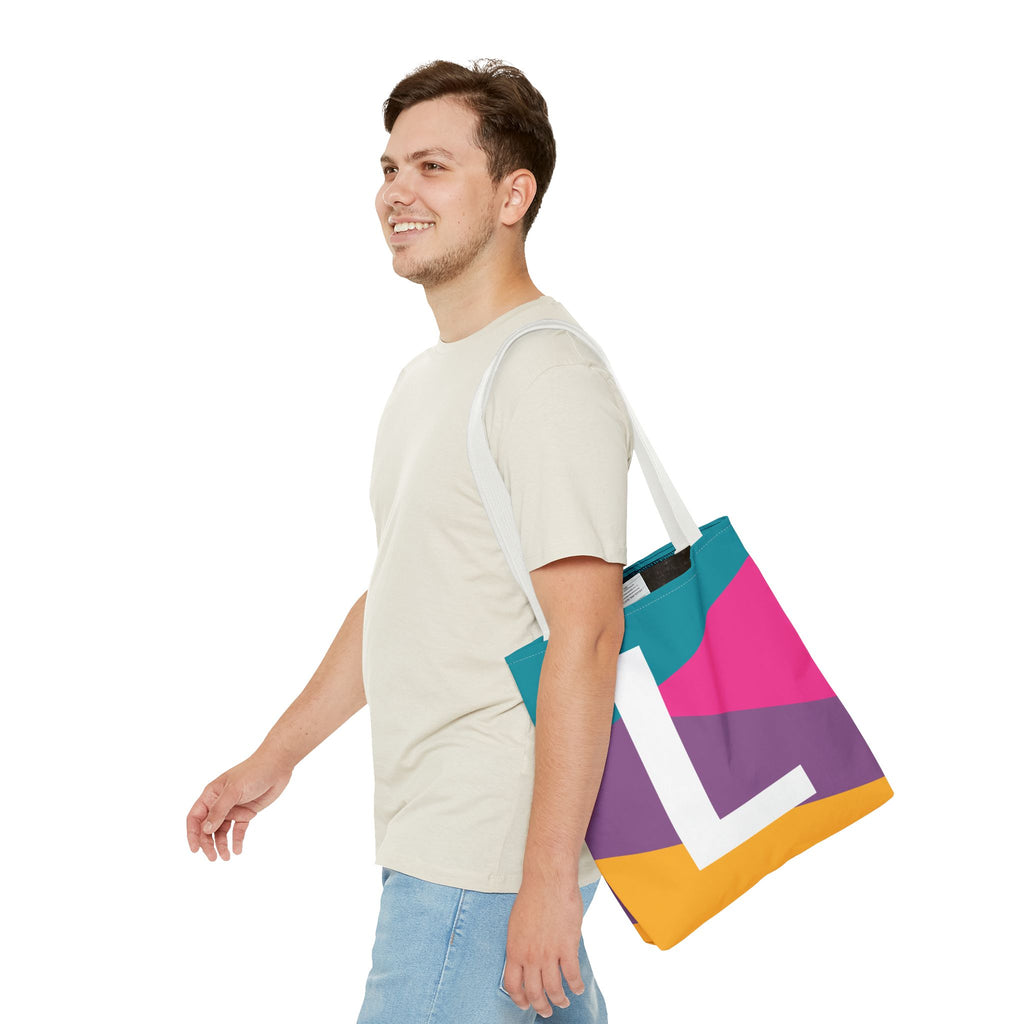 Monogram 'L' Colorblock Tote Bag — Personalized Initial L Shoulder Tote