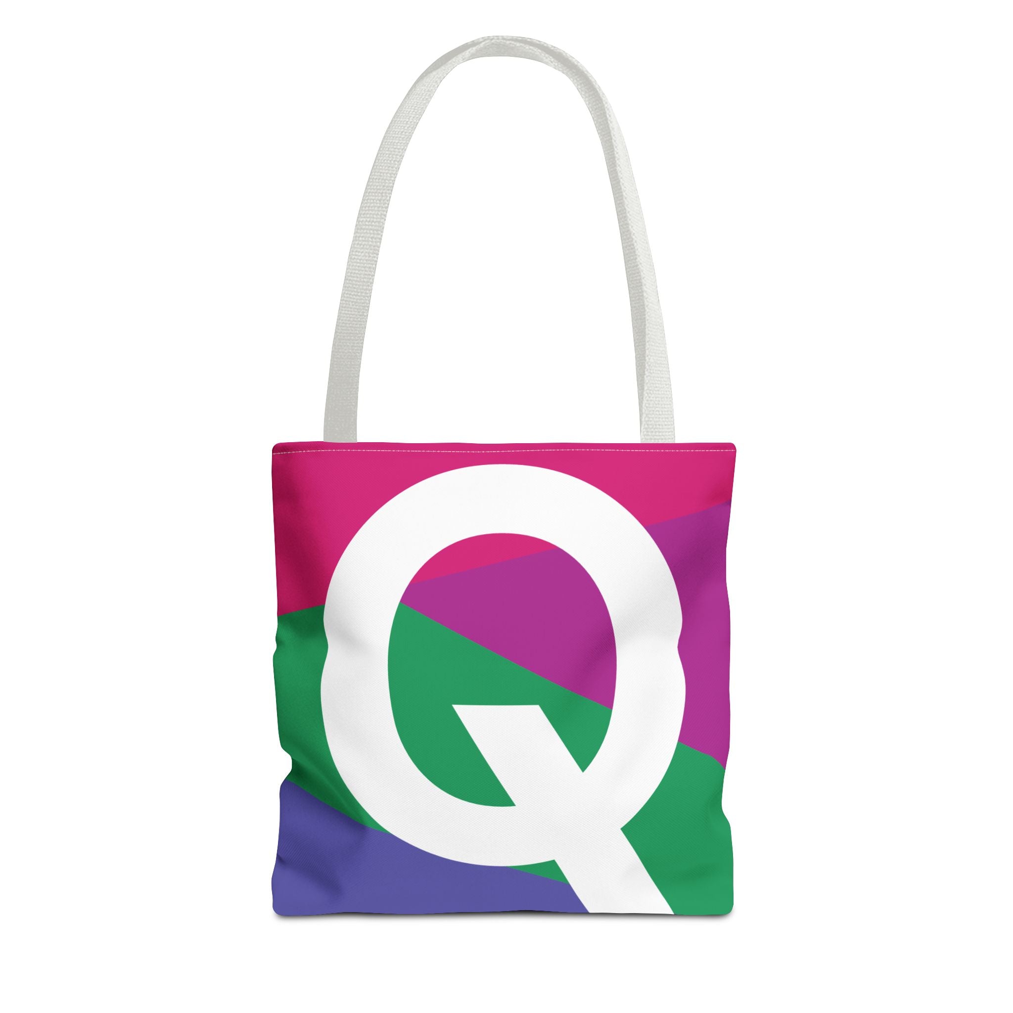 Monogram 'Q' Colorblock Tote Bag — Personalized Initial Q Shoulder Tote