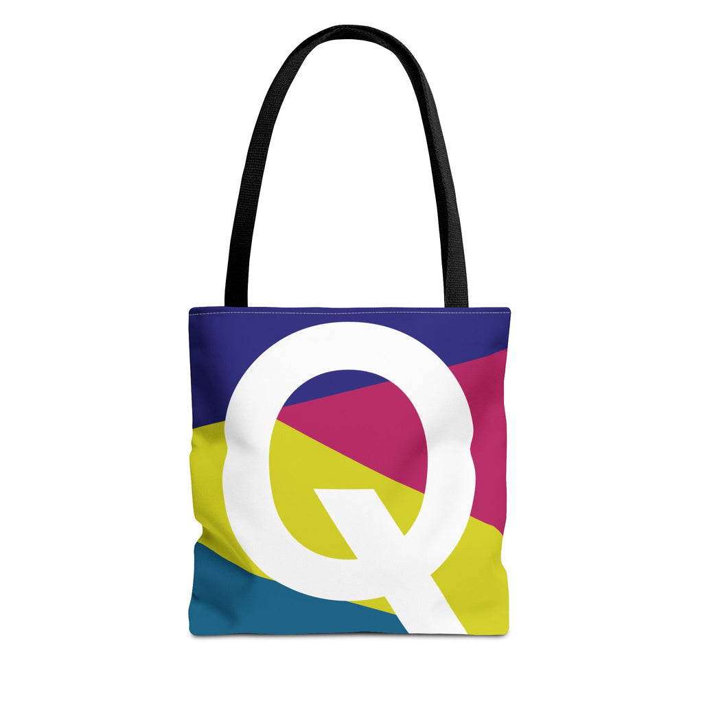Monogram 'Q' Colorblock Tote Bag — Personalized Initial Q Shoulder Tote