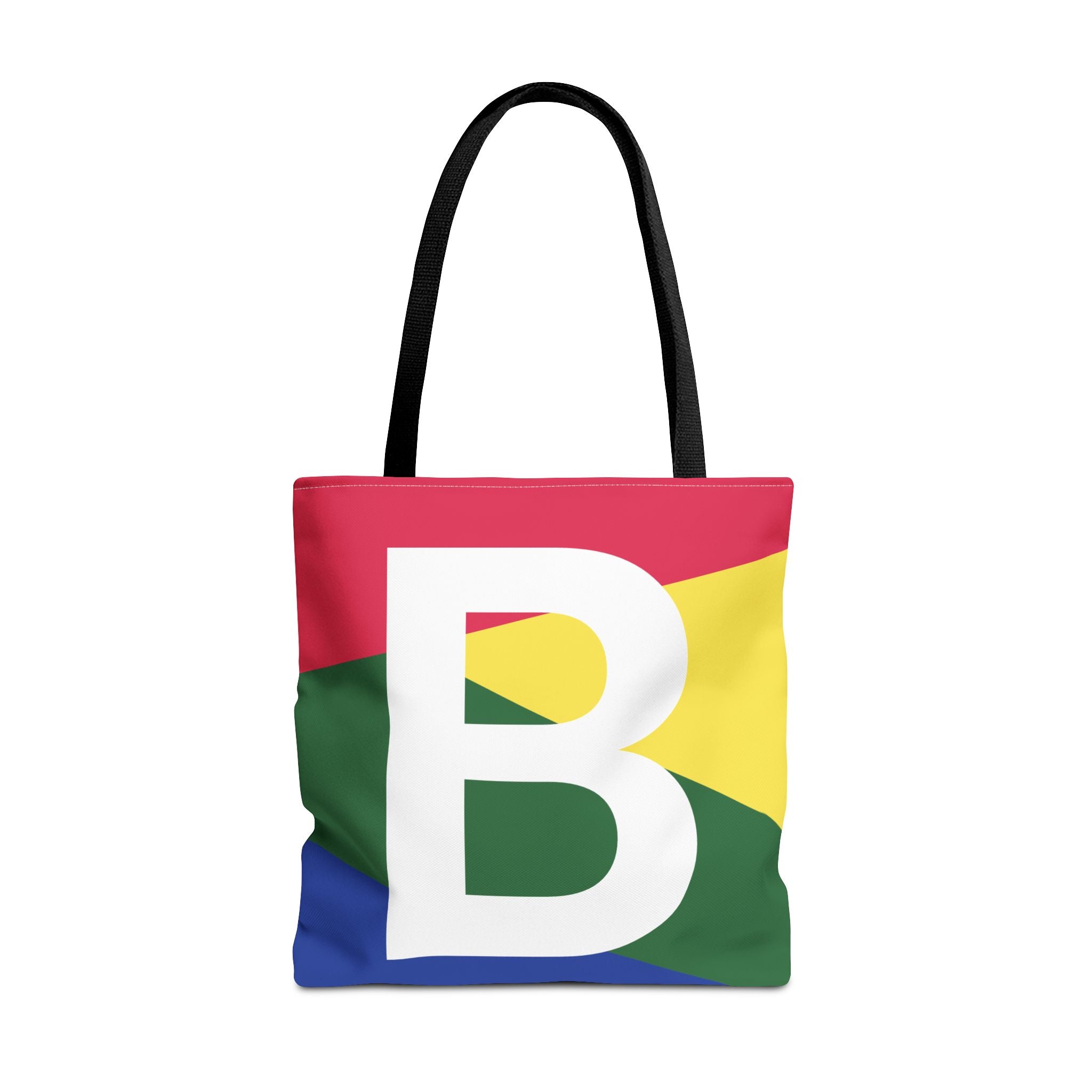 Monogram 'B' Colorblock Tote Bag — Personalized Initial B Shoulder Tote