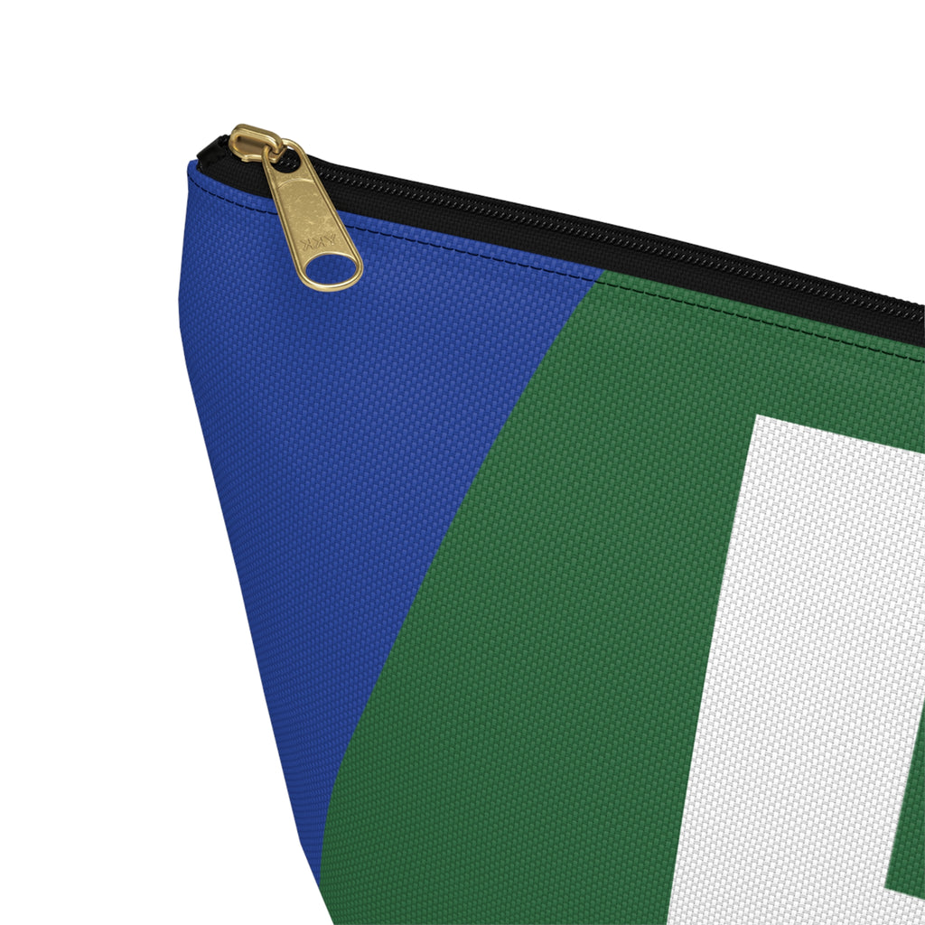 Initials Colorblock Accessory Pouch — Monogram F T-Bottom Cosmetic Bag