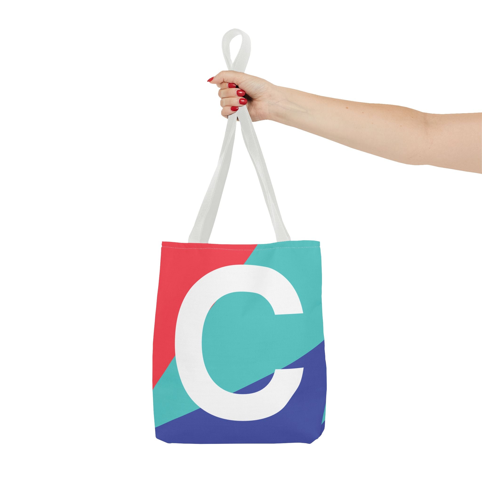 Monogram 'C' Colorblock Tote Bag — Personalized Initial C Shoulder Tote