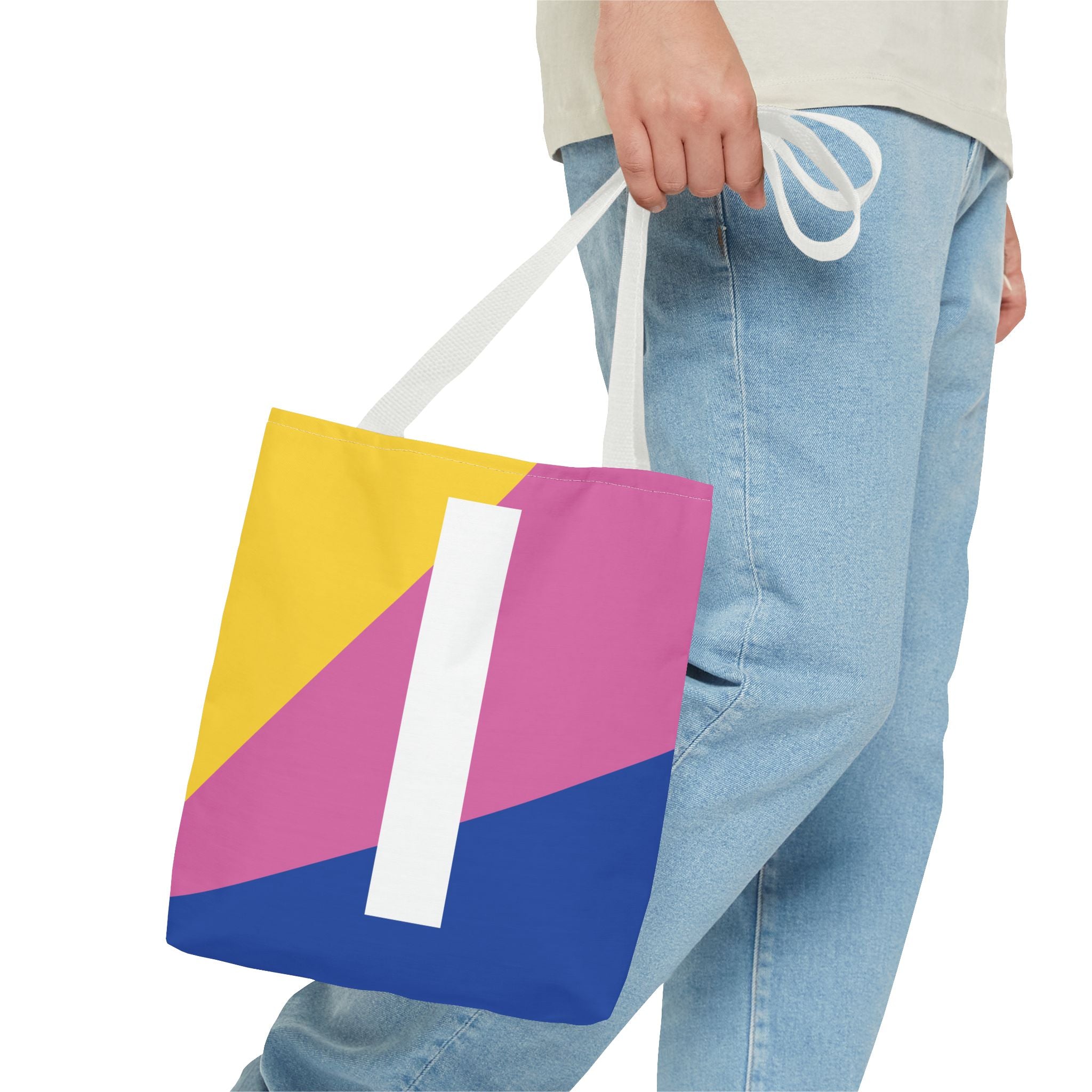 Monogram 'I' Colorblock Tote Bag — Personalized Initial I Shoulder Tote