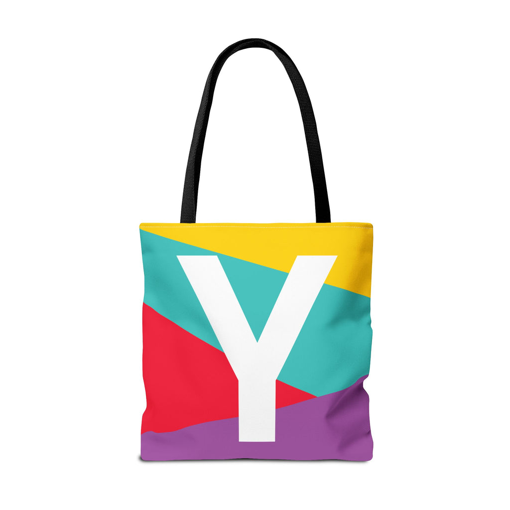 Monogram 'Y' Colorblock Tote Bag — Personalized Initial Y Shoulder Tote
