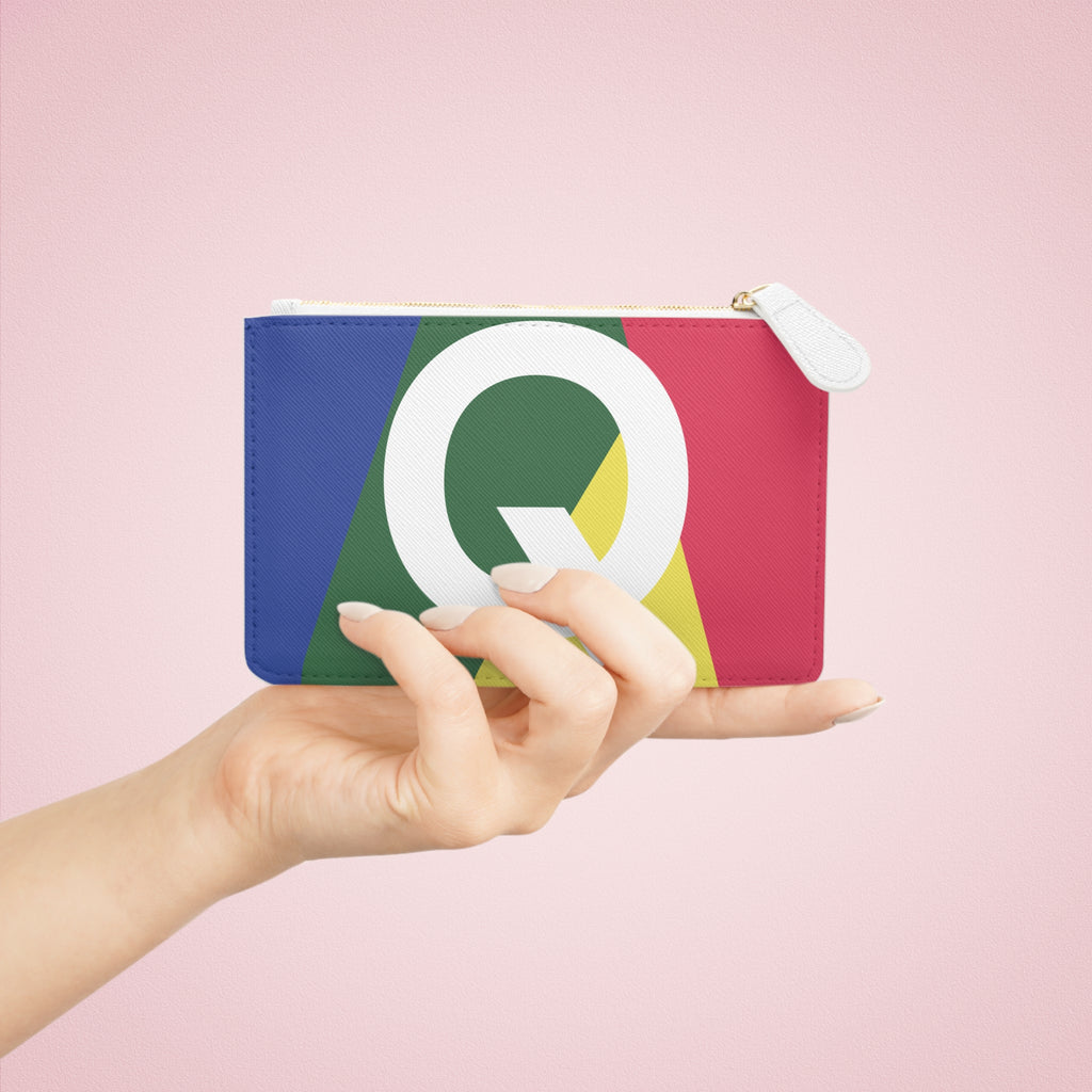 Initial Q Mini Clutch — Colorblock Monogram Wristlet Wallet