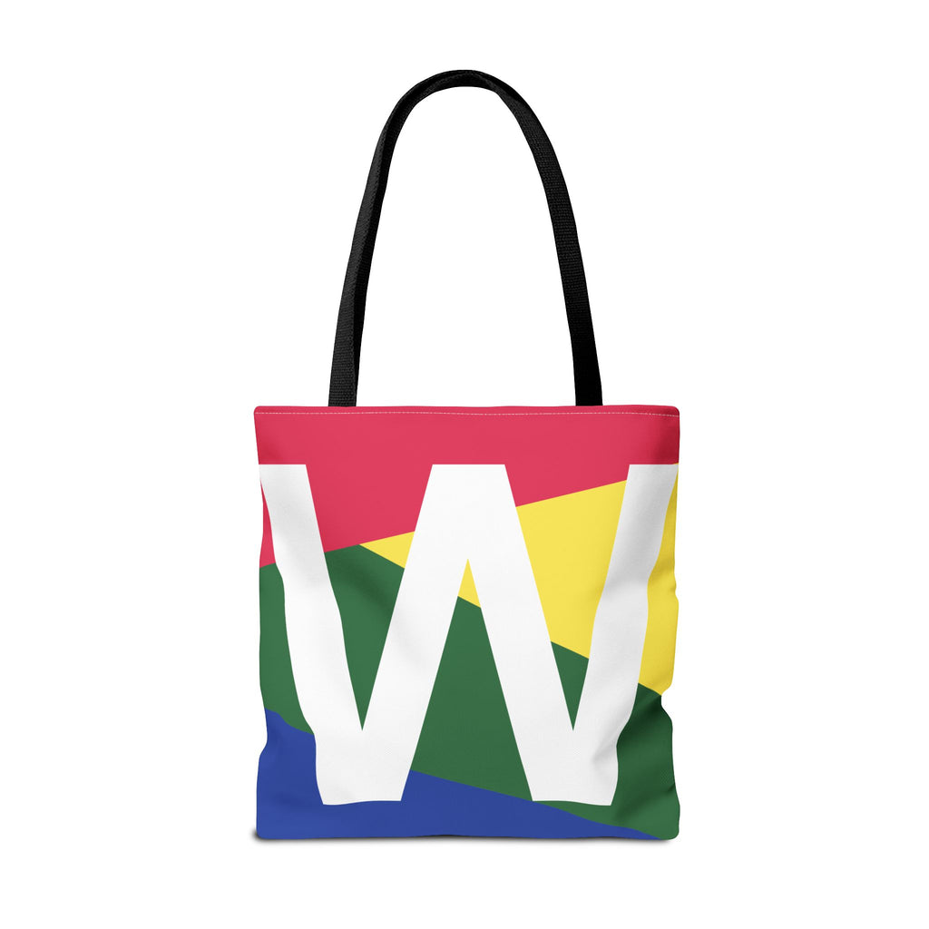 Monogram 'W' Colorblock Tote Bag — Personalized Initial W Shoulder Tote