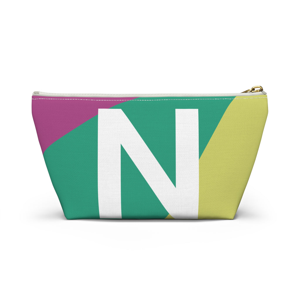 Initials Colorblock Accessory Pouch — Monogram N T-Bottom Cosmetic Bag