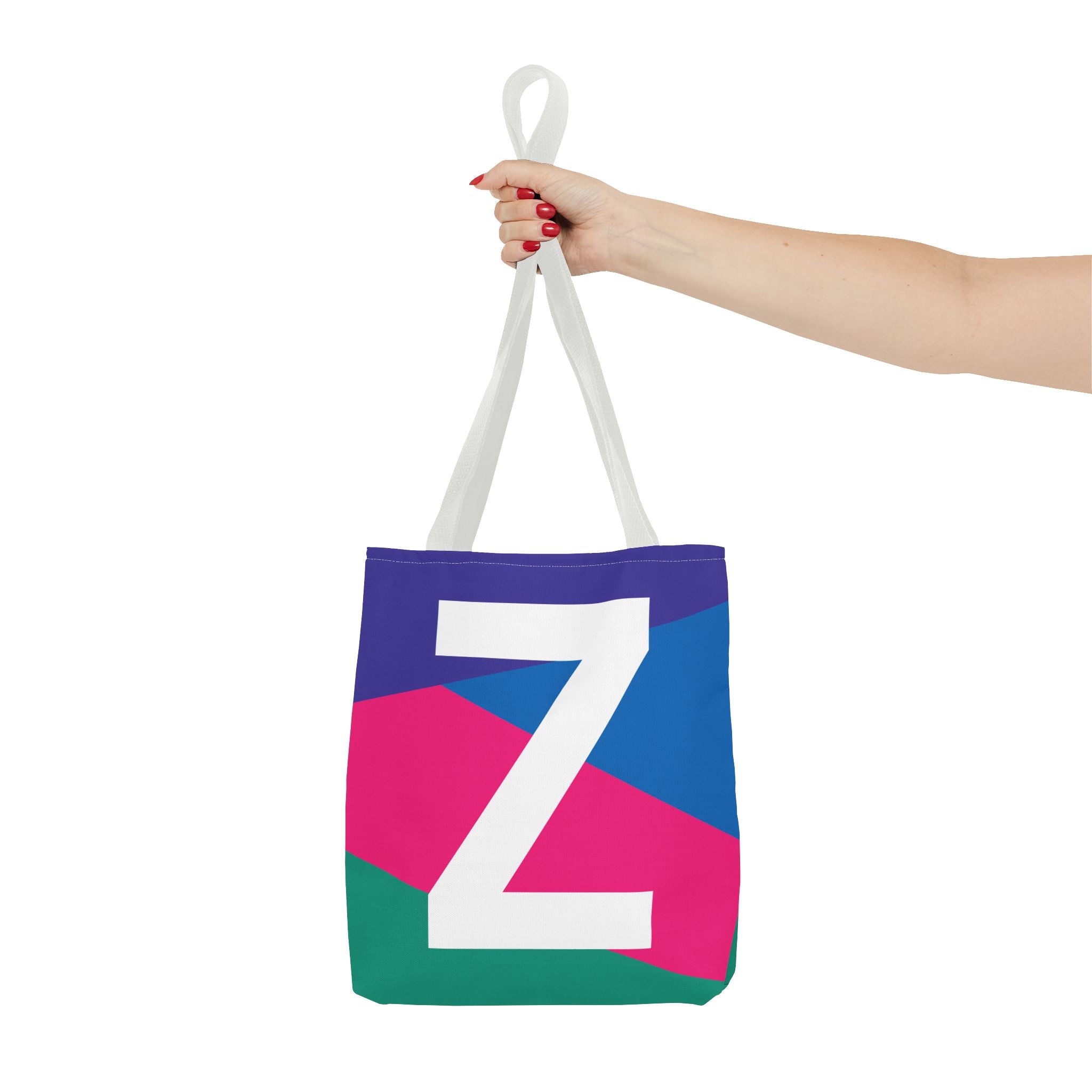 Monogram 'Z' Colorblock Tote Bag — Personalized Initial Z Shoulder Tote
