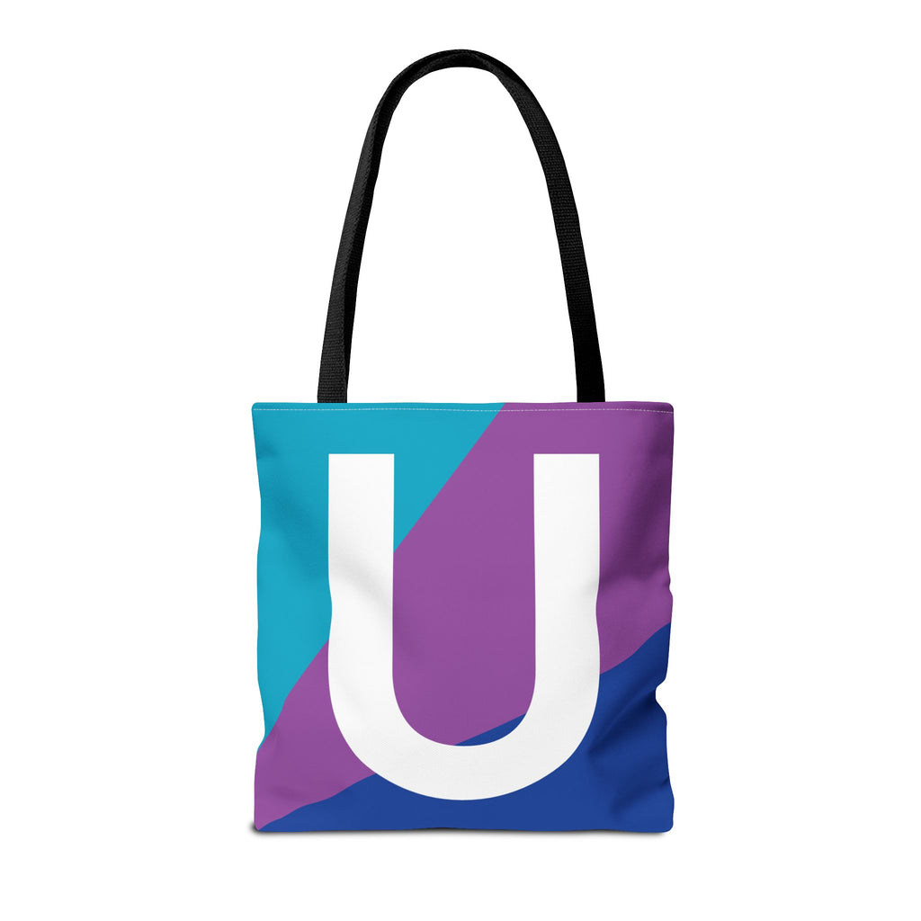 Monogram 'U' Colorblock Tote Bag — Personalized Initial U Shoulder Tote