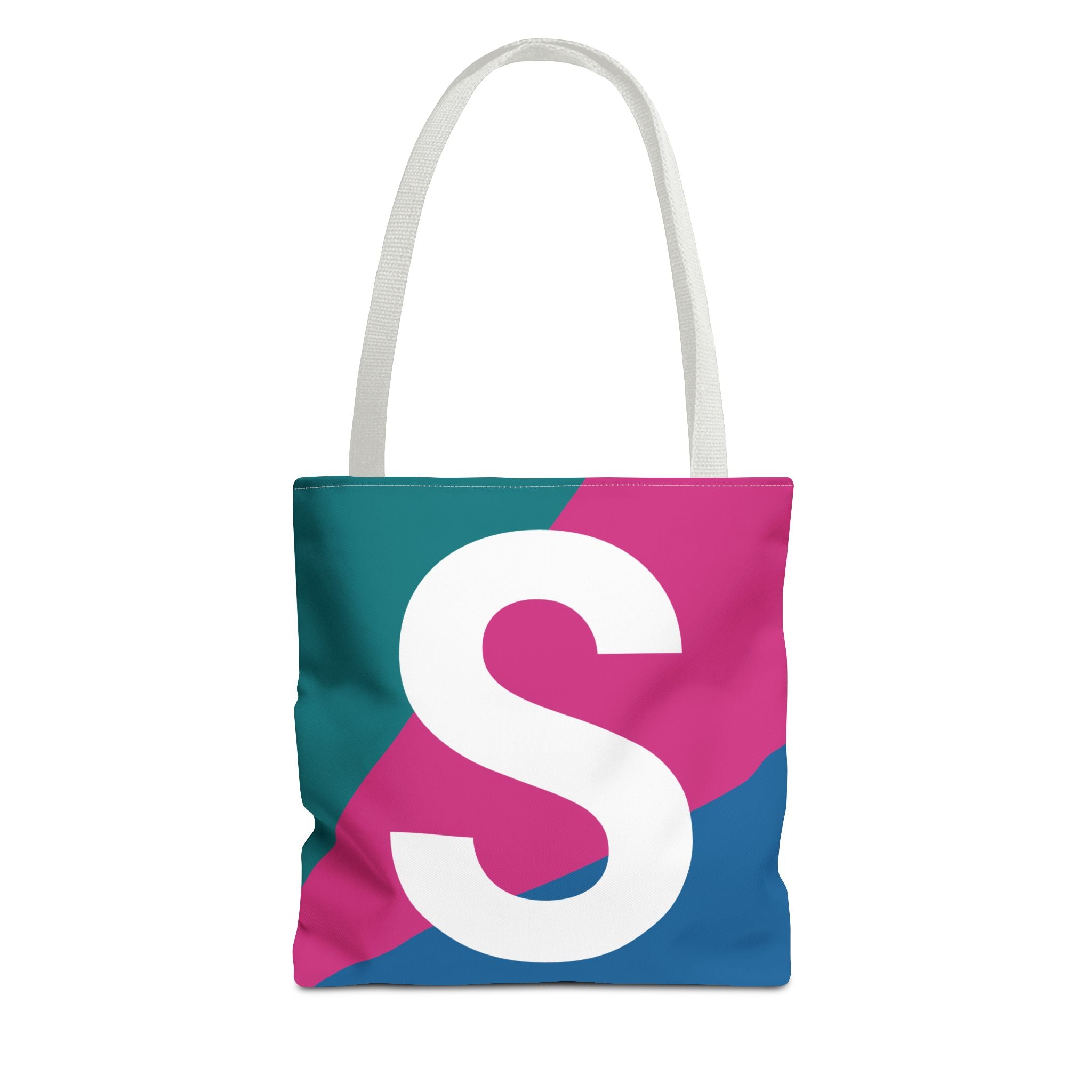 Monogram 'S' Colorblock Tote Bag — Personalized Initial S Shoulder Tote