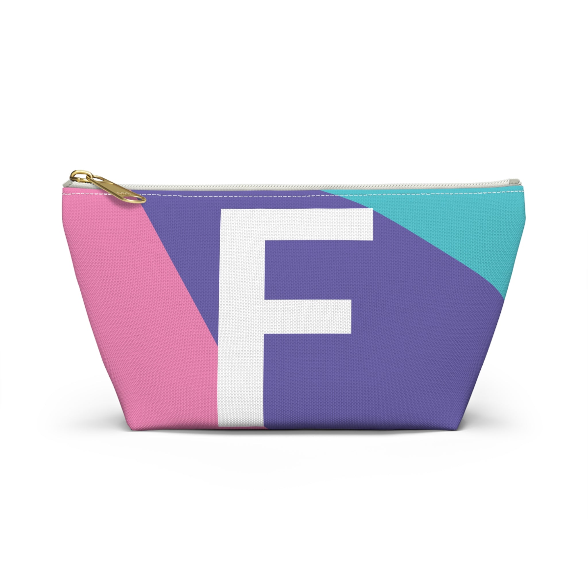 Initials Colorblock Accessory Pouch — Monogram F T-Bottom Cosmetic Bag