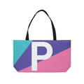 Personalized 'P' Colorblock Tote Bag — Monogram Weekender Tote