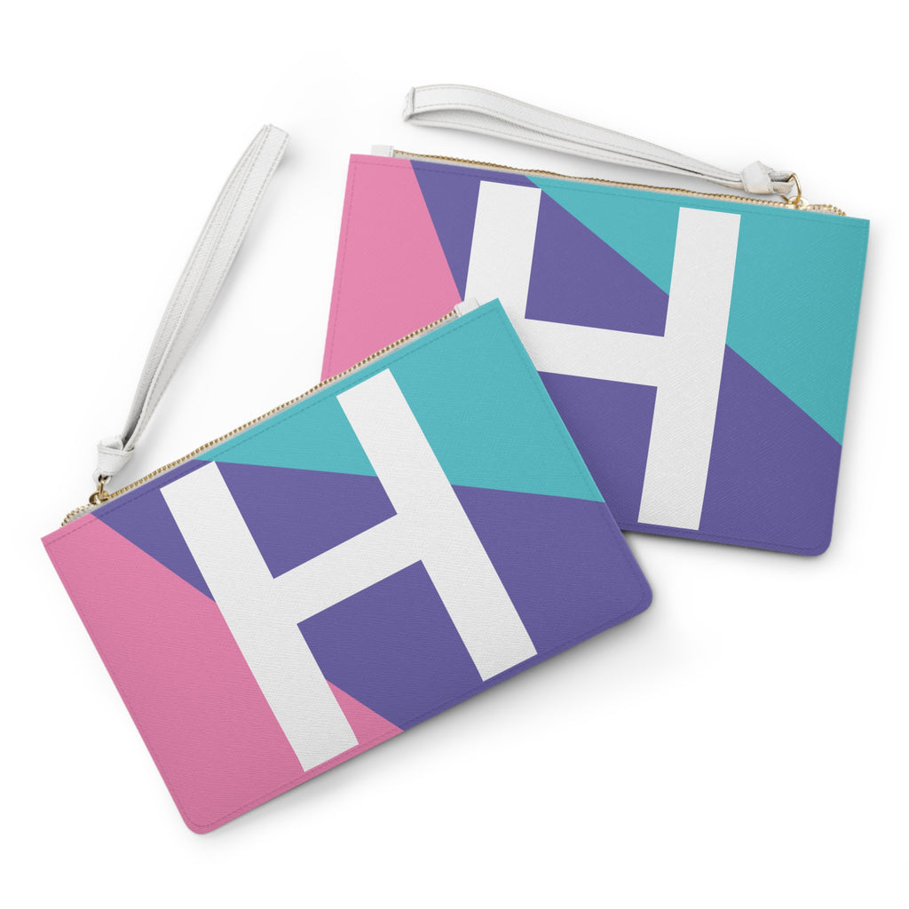 Monogram 'H' Colorblock Clutch Bag — Bold Geometric Wristlet for Everyday & Gifts