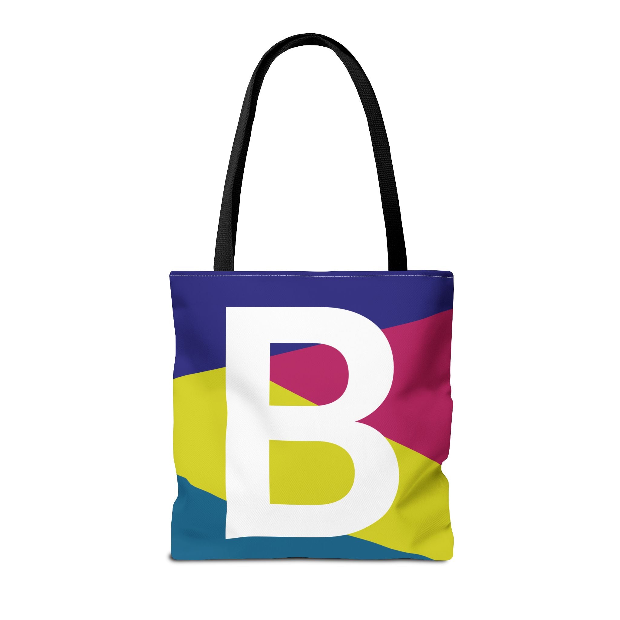 Monogram 'B' Colorblock Tote Bag — Personalized Initial B Shoulder Tote