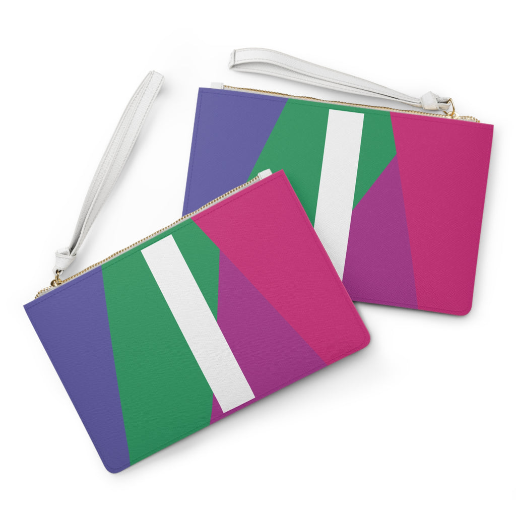 Monogram 'I' Colorblock Clutch Bag — Bold Geometric Wristlet for Everyday & Gifts