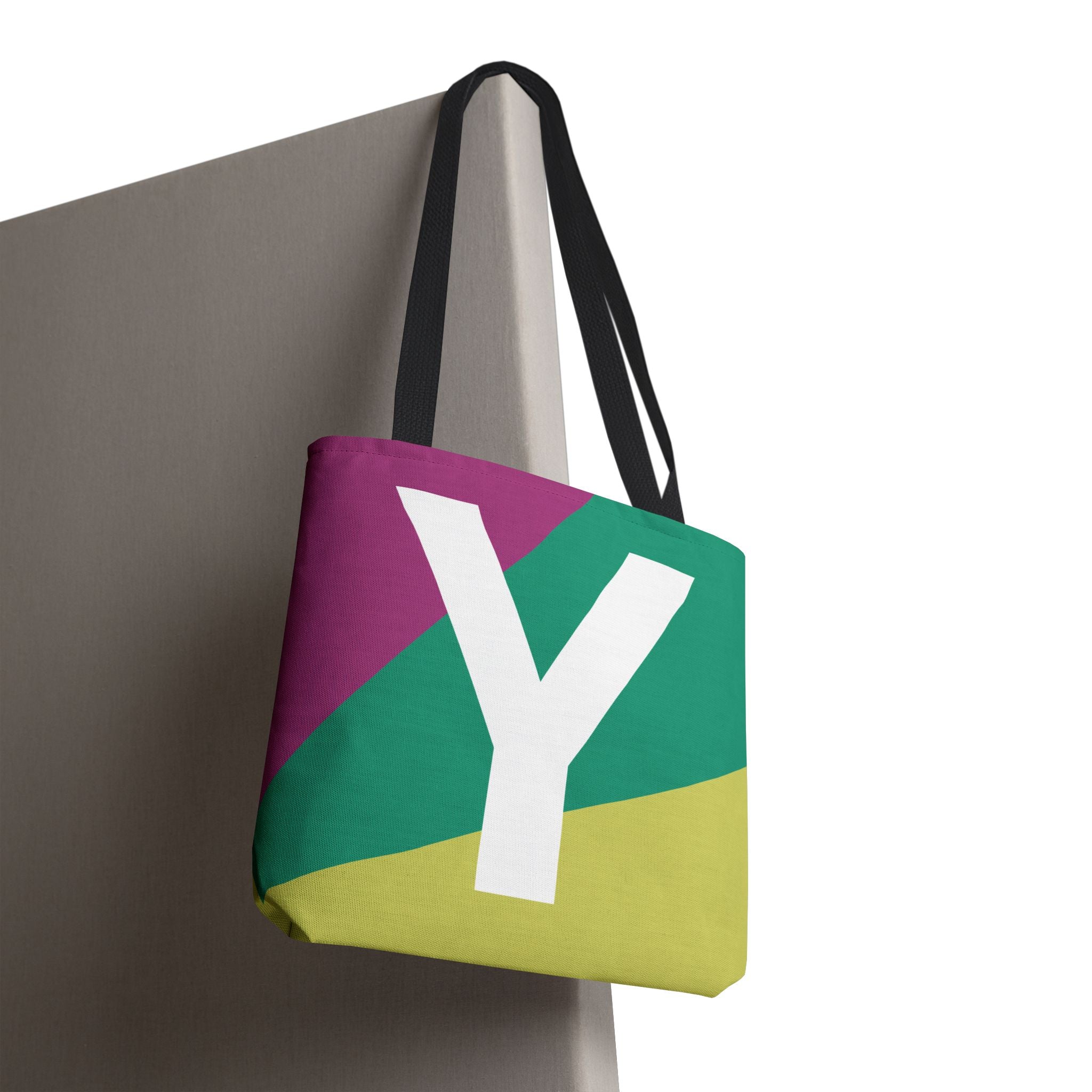 Monogram 'Y' Colorblock Tote Bag — Personalized Initial Y Shoulder Tote
