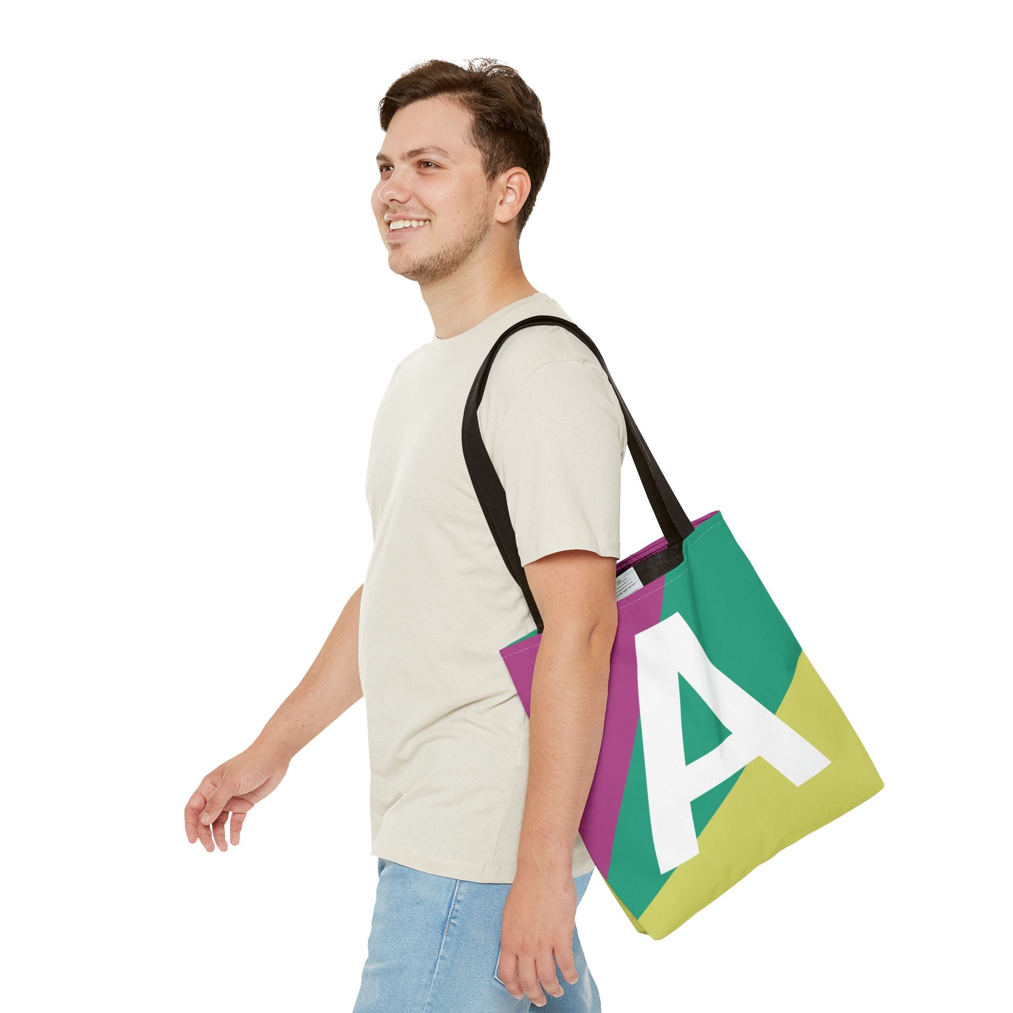 Monogram 'A' Colorblock Tote Bag — Personalized Initial A Shoulder Tote